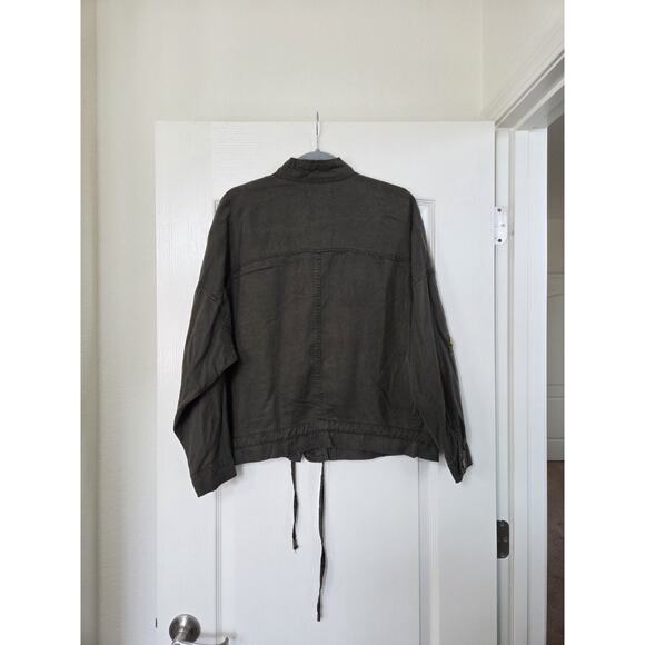 Urban Outfitters Pepita Olive Green Utility Oversized Roll Tab Zip Jacket Medium - Picture 11 of 15